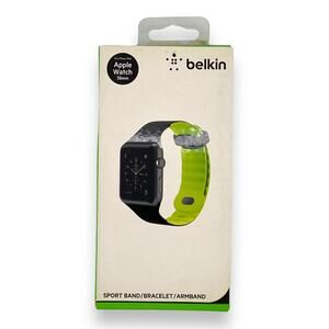 Belkin Sport Band for Apple Watch, 38mm, Black/Green Silicone